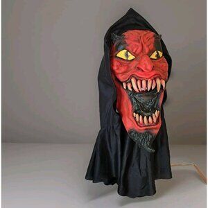 Vtg Paper Magic Group Red Devil Mask Demon Monster Ghoul Latex Hooded Halloween